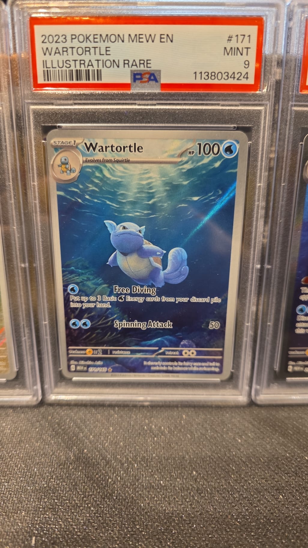 Squirtle #170 Wartortle #171 Blastoise #200 trio PSA 9!