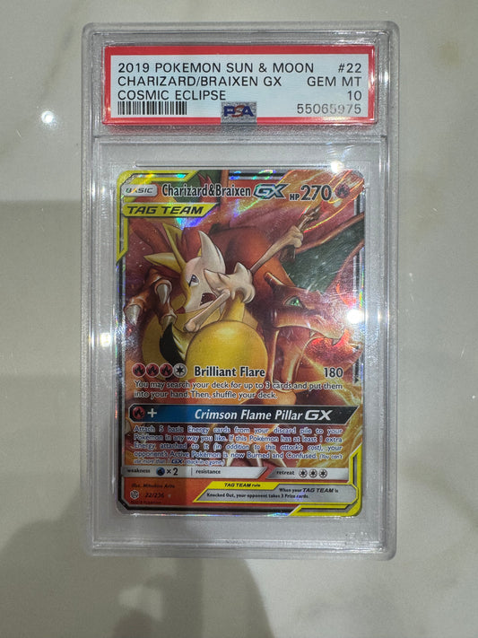 Charizard & Braixen Gx #022 tag team PSA 10