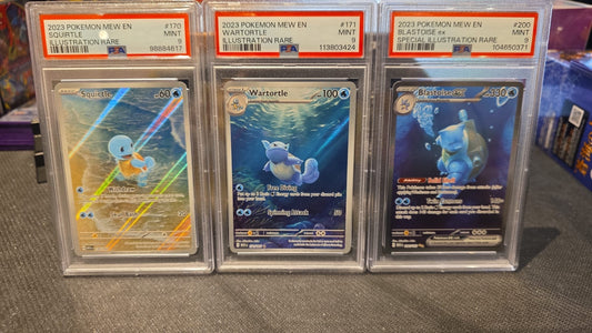Squirtle #170 Wartortle #171 Blastoise #200 trio PSA 9!